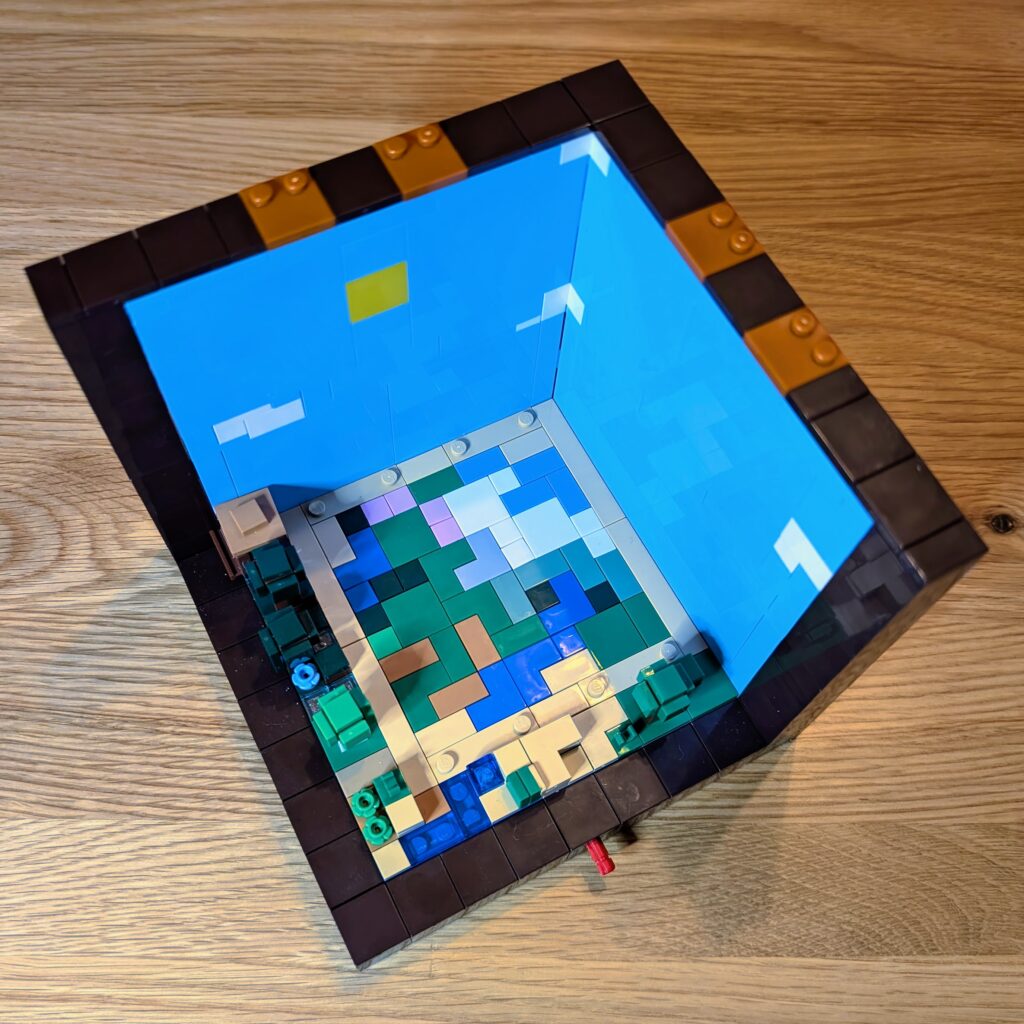 Walls and base built, with biome map.